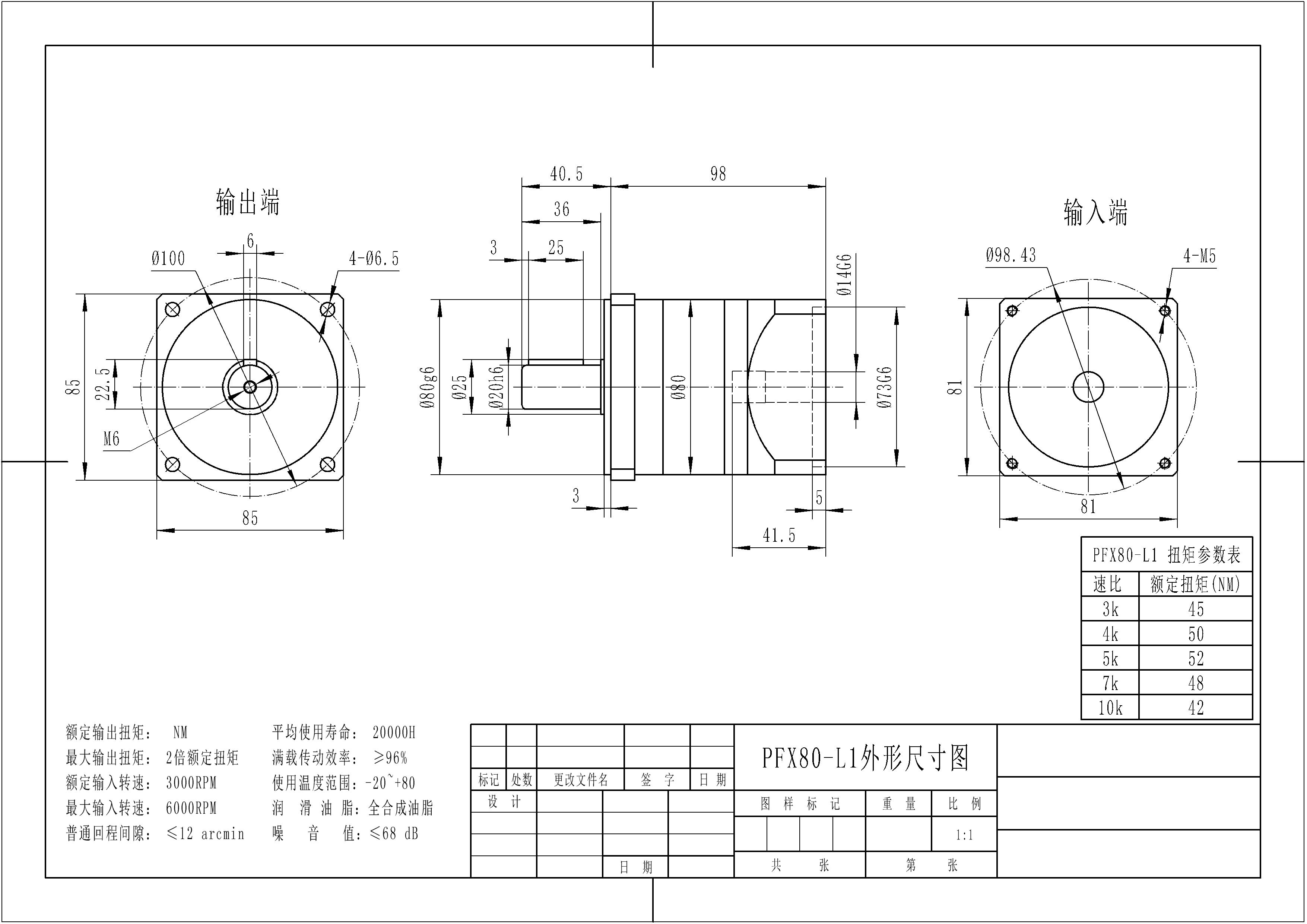 PF80L1 outline dimensions