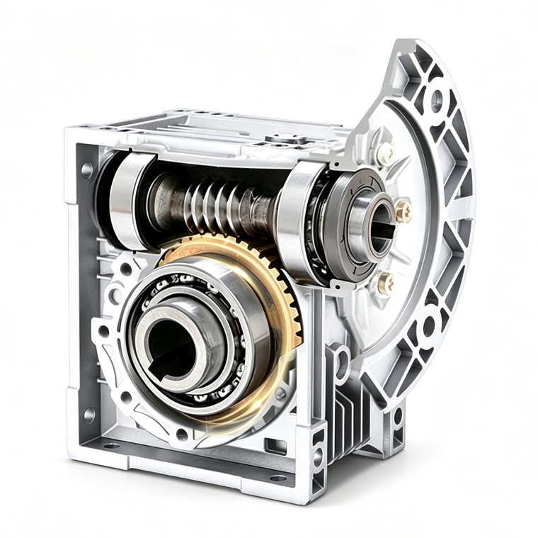 Worm and wheel internal layout
